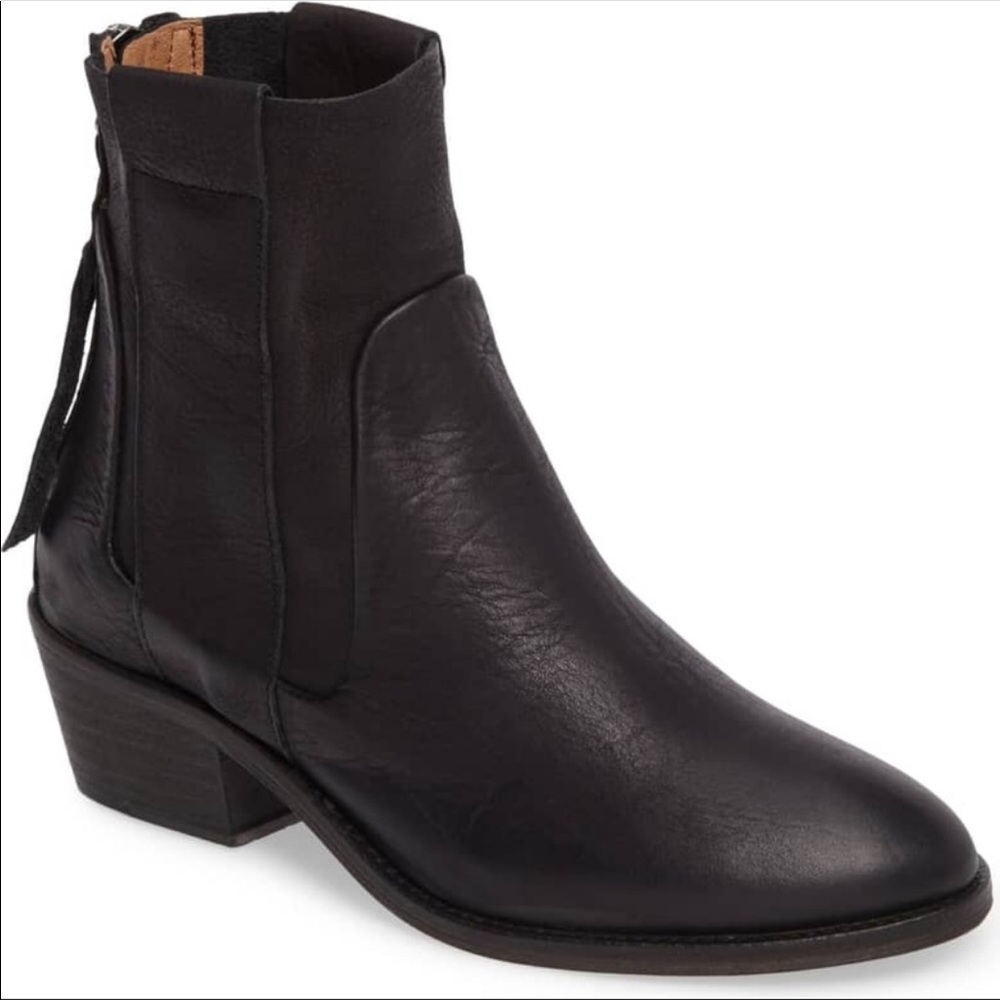 Baske Free People Black Leather Gunner Booties